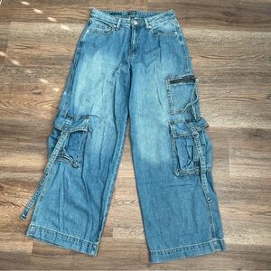 Wild Fable Mid Rise Baggy Cargo Wide Leg Denim Jeans Size 4 Regular